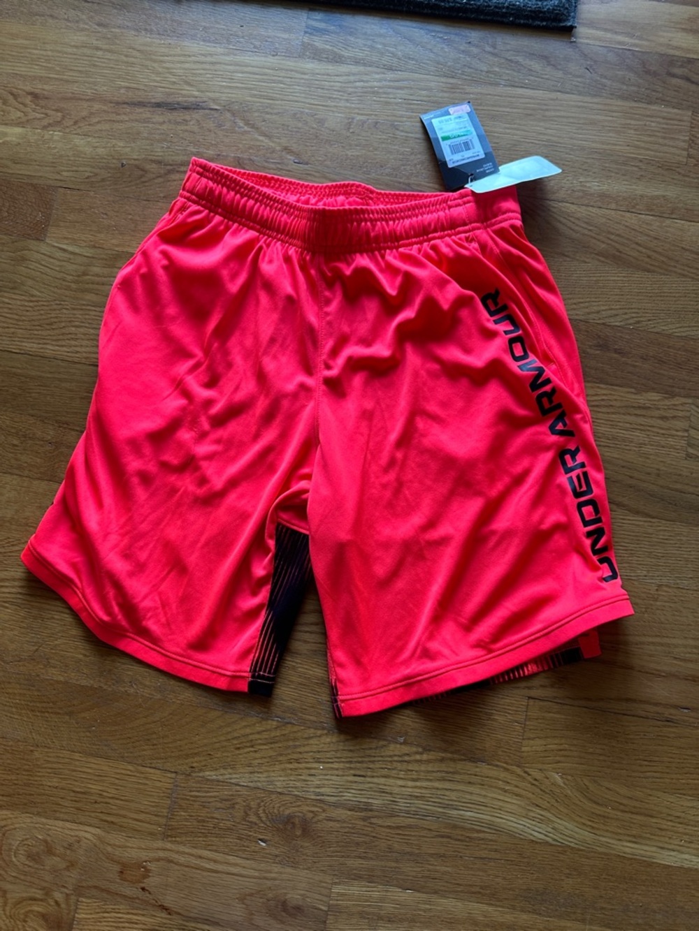 Under Armour Youth Neon Red Athletic Shorts with Side Logo